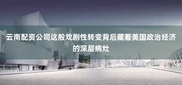 云南配资公司这般戏剧性转变背后藏着美国政治经济的深层病灶